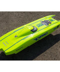High Speed RC Boat With Fiber Glass Unibody, Water Cooled Motor And ESC, CNC Metal Rudder, 65-70KMH Capable shown from above