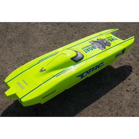 High Speed RC Boat With Fiber Glass Unibody, Water Cooled Motor And ESC, CNC Metal Rudder, 65-70KMH Capable shown from above