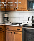 Kitchen scene showing 50 Ft Outdoor Extension Cord With Three Outlets Waterproof Heavy Duty 16 Gauge Three Conductor SJTW 3 Prong Grounded Power Cable For Garden And Home Tools ETL Listed