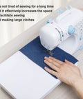 Beginner Sewing Machine Kit With Extension Table And 12 Built In Stitches Included Needles And Thread Set in use on fabric