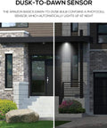 Comparison of a porch with and without PAR38 Dusk To Dawn Sensor LED Light Bulb 120W Equivalent 14W Energy Saver E26 Standard Base Daylight White