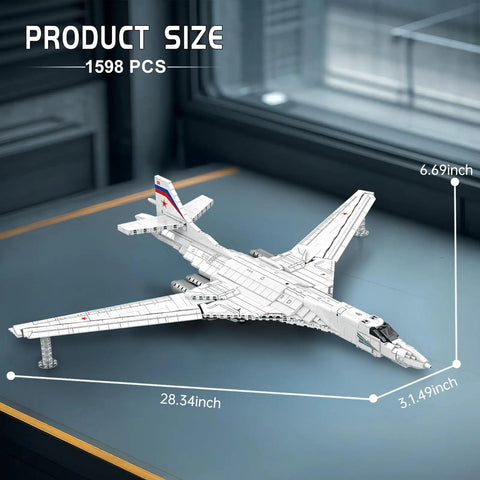 White Swan Fighter Building Block Set 33036 With 1598 Pieces Realistic Military Bomber Aircraft Model Kit dimensions