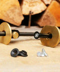Carbon Steel Marking Gauge Replacement Blades, Heavy Duty Wheel Cutters Plus Fixation Bolts close-up of screws and washers on work surface.