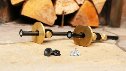 Carbon Steel Marking Gauge Replacement Blades, Heavy Duty Wheel Cutters Plus Fixation Bolts close-up of screws and washers on work surface.