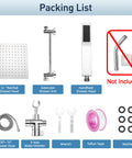 Packing list for All Metal 12 Inch Rain Shower Head With Handheld Spray Combo Built To Last Waterfall Rain Shower High Pressure
