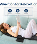 Woman relaxing on Full Body Massage Mat With Heat And Vibration Ten Motors Four Heating Zones 30 Minute Auto Shut Off Foldable Relaxation Pad