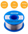 63-37 Tin Lead Rosin Core Solder Wire For Electrical Soldering, 1.5mm diameter, 100g reel with flux 2.0% on a blue spool