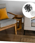 Invisible Furniture Connectors Set for Cabinets and Wardrobes, hidden fasteners on a wooden chair and grey couch.