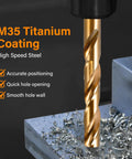 Heavy Duty 15 Pc Cobalt M35 Twist Drill Bit Kit For Metal Stainless Steel Cast Iron Wood And Plastic With Smart Storage Box, M35 coated bit