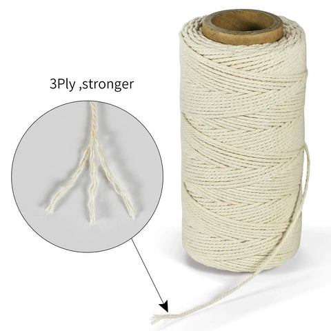 Beige 1Mm 3 Ply Butchers Twine Cotton Cooking String Oven Safe Food Grade Non Toxic High Temperature Resistant 145m 476ft Rope