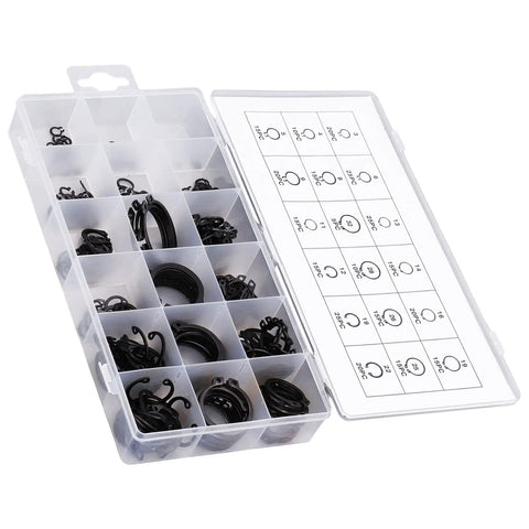 300 Piece Snap Ring Retaining Fastener Hardware Kit For Machines And Vehicles With Easy Open End Install in plastic organizer box