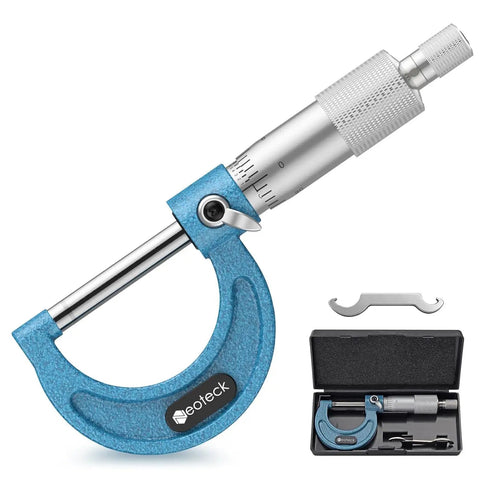 Pro Grade 0 To 1 Inch Outside Micrometer With 0.0001 Inch Resolution Carbide Tipped Anvils Anti Glare Graduations Includes Wrench And Case