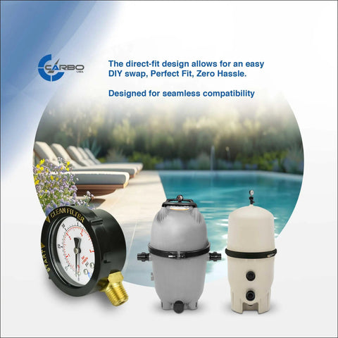 Water Pressure Gauge For Pool Filter Spa And Aquarium 60 PSI Brass Lower Connection Dual Display 1/4 Inch NPT Teflon Seal Easy Read Dial