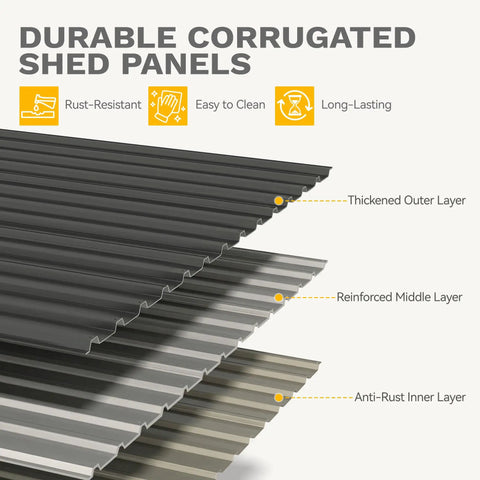Durable panels of 6x4 Ft Metal Outdoor Shed With Lockable Doors, weatherproof and secure design for backyard or patio.
