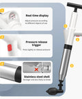 Turbocharged Toilet Unclogger Kit With Real-Time Barometer and High-Pressure Air Drain Blaster features detail infographic