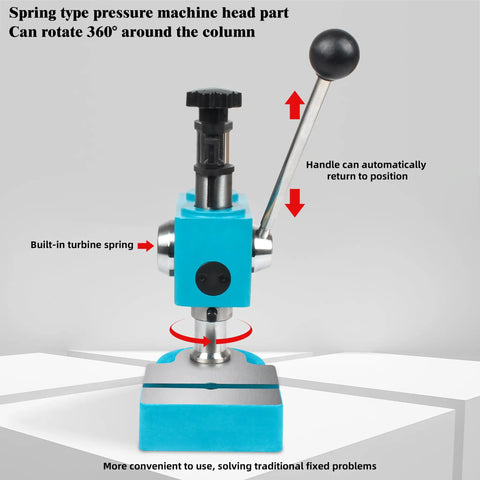 Arbor Press 2KN Spring Loaded Manual Shaft Press with handle and spring, benchtop metal tool for precise small-scale manufacturing.