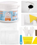Drywall Repair Kit With 12 Oz White Putty Filler And Spatula For Patching Holes And Cracks An Easy Foolproof Fix Perfect For Your Walls No Drama Cleanup Fast Dry Formula includes putty tub, tools, and mesh patches.