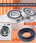 Tough As Nails Front Load Washer Tub Bearing Seal Kit Built Like Steel Solid Upgrade For LG And Kenmore Washers No Sweat Replacement For 4280En4001G Models Smooth Spin Fix Guaranteed Performance featuring two steel bearings and one seal.