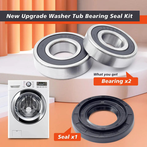 Tough As Nails Front Load Washer Tub Bearing Seal Kit Built Like Steel Solid Upgrade For LG And Kenmore Washers No Sweat Replacement For 4280En4001G Models Smooth Spin Fix Guaranteed Performance featuring two steel bearings and one seal.