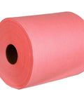 Heavy Duty Red Quick Rags Jumbo Roll For Industrial Cleaning 475 Sheets Per Roll One Roll Per Case, shown in red color