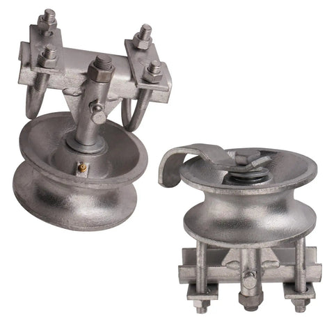 Heavy Duty 5 Inch Pipe Track Gate Rollers For Chain Link Gates Compatible With 1 7 Eighth Inch Post Fits 1 7 Eighth Or 1 5 Eighth Fence Frames Double U Wheels Rustproof Galvanized Steel Pack Of 2