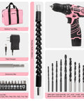 Dope Pink Cordless Drill Set For Gals Featuring Hella Lightweight Design And Butter Smooth Dual Speed Trigger With Easy Grab Handle For Nifty Home Diy Repair Jobs And Quick Fix Ups with accessories in pink tool bag.