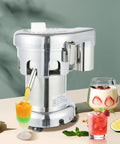 Heavy Duty Commercial Juice Extractor 370W Electric Centrifugal Juicer Machine High Capacity 80 To 100KG Hour Automatic Pomace Separation, pouring juice.