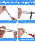 Two Pack Golf Club Extensions Steel Shaft Putter Length Adjustment Tool For Golfers shown in installation steps