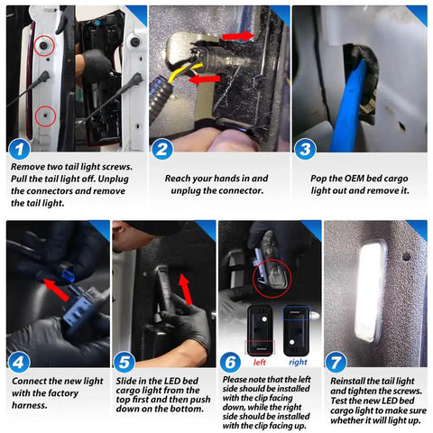 Step-by-step installation of LED Truck Bed Light for Chevy Silverado and GMC Sierra 2019 to 2026 OEM replacement
