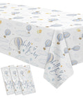 Blue Hot Air Balloon Baby Shower Tablecloths, 3 Pack Disposable Table Covers For Boy, Adventure Awaits Theme, tablecloth setting
