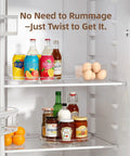 2 Pack 9 Inch Clear Lazy Susan Turntables For Cabinet Fridge Kitchen Pantry Storage Super Handy Organizers in a fridge with condiments