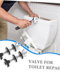 Person fixing tank with Stainless Steel Toilet Seat Screws And Bolts Set For Quick Replacement, durable bathroom hardware.