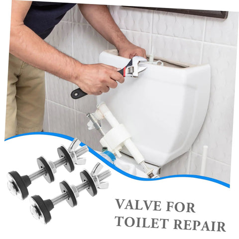 Person fixing tank with Stainless Steel Toilet Seat Screws And Bolts Set For Quick Replacement, durable bathroom hardware.