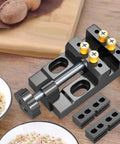 Mini Drill Press Vise For Precision Crafting And Watch Repair Aluminum Bench Clamp With Four Interchangeable Posts Sturdy Handy Flat Table Vice For Small Parts Beads Nuts And Hobby Projects, black aluminum vise with four posts for beads and small parts
