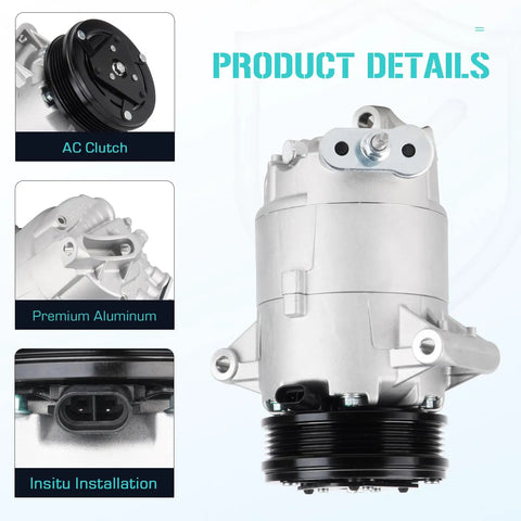 Slick AC Compressor Fits Chevy Malibu Cobalt HHR Cavalier 2.0l 2.2l 2.4l with black AC clutch and aluminum construction.