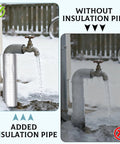 Comparison of an outdoor water line with and without 12 Pack Self Adhesive Pipe Insulation Foam Tubes With Aluminum Foil Wrap And Ties.