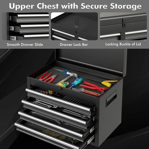 Five Drawer Rolling Tool Chest With Removable Tool Cabinet And Sliding Metal Organizer Lockable Drawers For Diyers And Pros In The Garage Durable Mobile Tool Storage For Home Workshop