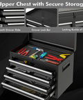 Two In One Tool Chest With Five Drawers Rolling Cabinet And Detachable Top Toolbox showing open drawers with tools inside