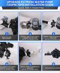 Top Shelf Tough As Nails 110V AC Fresh Water Pump, 7 GPM 70 PSI Self Priming Diaphragm Pump installation guide for RV.