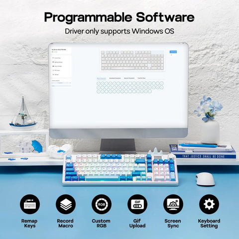 Image of Sick Wireless Mechanical Keyboard With 97 Key Layout Built In Smart Screen Rotary Dial Knob Custom Pbt Keycaps with software interface.
