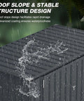 Heavy Duty 3 By 6 Ft Outdoor Storage Shed For Trash Cans And Bikes, waterproof roof design with rain on dark grey surface