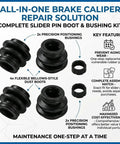 Dustproof Rubber Caliper Pin Bushing Kit For Disc Brakes With Seals Caliper Slide Pin Boots Keeps Noise Down And Dampens Vibration