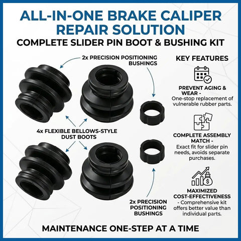 Dustproof Rubber Caliper Pin Bushing Kit For Disc Brakes With Seals Caliper Slide Pin Boots Keeps Noise Down And Dampens Vibration