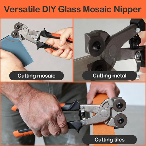 2 Piece Glass Tile Nippers Set With Wheeled Mosaic Nipper And Ceramic Tile Nipper, cutting tiles, mosaic, and metal