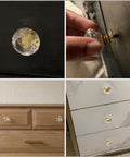 8 Pack Crystal Glass Cabinet Knobs With Gold Base Diamond Style Drawer Pulls on various cabinets and drawers