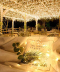 2 Pack Solar String Lights 132Ft Of Warm White LED Fairy Lights, 400 LED Total decorating outdoor patio and fabric surface