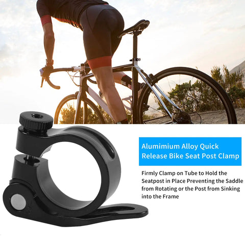 Premium Bike Seat Post Clamp With Quick Release Collar In Aluminum Alloy 31.8mm, fits road, MTB, and folding bikes.