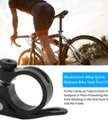 Aluminum Alloy Quick Release Bike Seat Clamp 34.9mm shown cycling with road bike, emphasizing durability and grip.