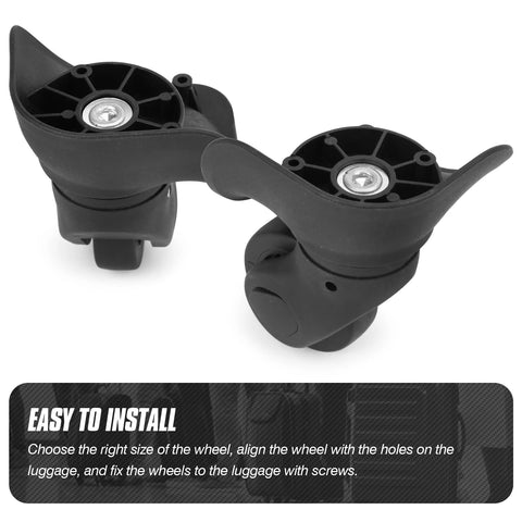Volein luggage wheel replacement pair, black plastic 360-degree spinner casters for suitcases