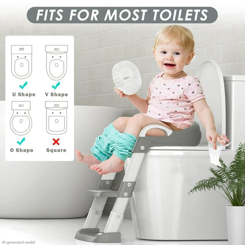 Toddler Potty Training Seat With Height Adjustable Step Stool Ladder Featuring Built Tough Anti Slip Wide Steps Integrated Splash Guard And Secure Safety Handles For A Smooth Zero Fuss Potty Victory